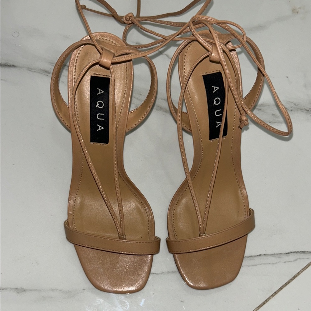 Aqua Women's Tan Strappy Heels